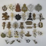 A quantity of assorted military cap and epaulette badges including; Canadian Infantry Corps,