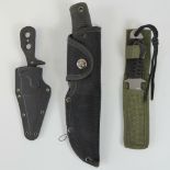 An Anglo Arms para knife together with a Buffalo River knife and a Cold Steel mini Tac. Three items.