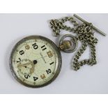 A military Jaeger le Coultre open face pocket watch, white painted dial (paint a/f),