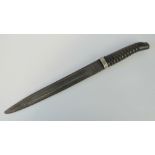 A WWI fighting knife having cut down 27.5cm blade marked Ponson & C Fabricants Bruxelles.