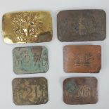 Six WWI Russian buckles in relic condition.