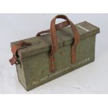 A WWII British Vickers Machine Gunners ammunition box marked 'Belt Ammunition MG No8 Mk1',