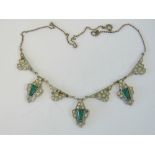 An Art Deco necklace having white and gr