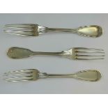 Three silver dinner forks marked Bunet (