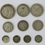 A quantity of full silver coinage (Pre 1