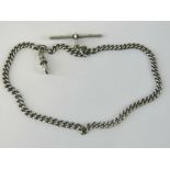 A HM silver fob chain having T-bar and c