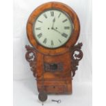 A good twin fusee walnut cased eight day striking wall clock having 12" dial with Roman numerals,