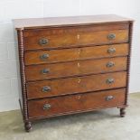 A good Scottish chest of five drawers, matching double escutcheon plate sand handles in brass,