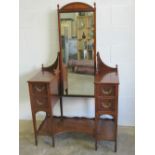 A delightful and unusual Edwardian three quarter length cheval mirror dressing chest,