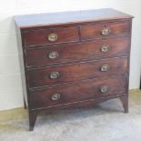 A late Georgian mahogany chest of two short over three long drawers,