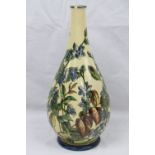 A Doulton Lambeth Faience vase having foliate decoration on a yellow ground, slight lip chip,
