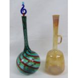 Two decorative thin glass spill vases, 24cm high.