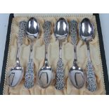 A set of six 830 silver teaspoons in original fitted case, silver weight 1.99ozt.