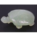 A green jade tortoise, 6cm in length.