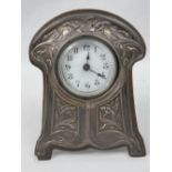 A delightful Art Nouveau HM silver fronted easel back clock,