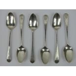 A set of six HM silver teaspoons, hallmarked London 1804, 1.51ozt.