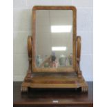 A good Victorian walnut large toilet mirror raised over shaped base, mirror glass 55x 34cm,