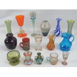 A collection of small items of decorative Studio and Art Glassware. Sixteen items.