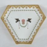 A 19thC Nast of Paris porcelain hexafoil dish painted with a crest to the centre and within a gilt