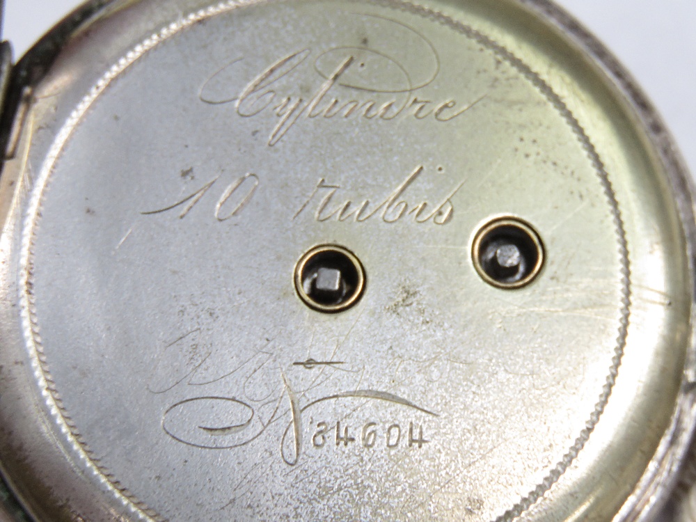 A 935 silver key wind pocket watch having enamelled dial with Roman numerals and subsidiary seconds - Image 4 of 4
