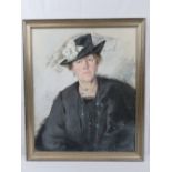 Oil on canvas; a large 'retrospective' portrait of a Miss Catherine Lauremer, 75 x 62cm,