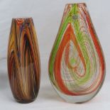 Two Murano glass multicoloured vases, 28cm and 33cm high respectively.