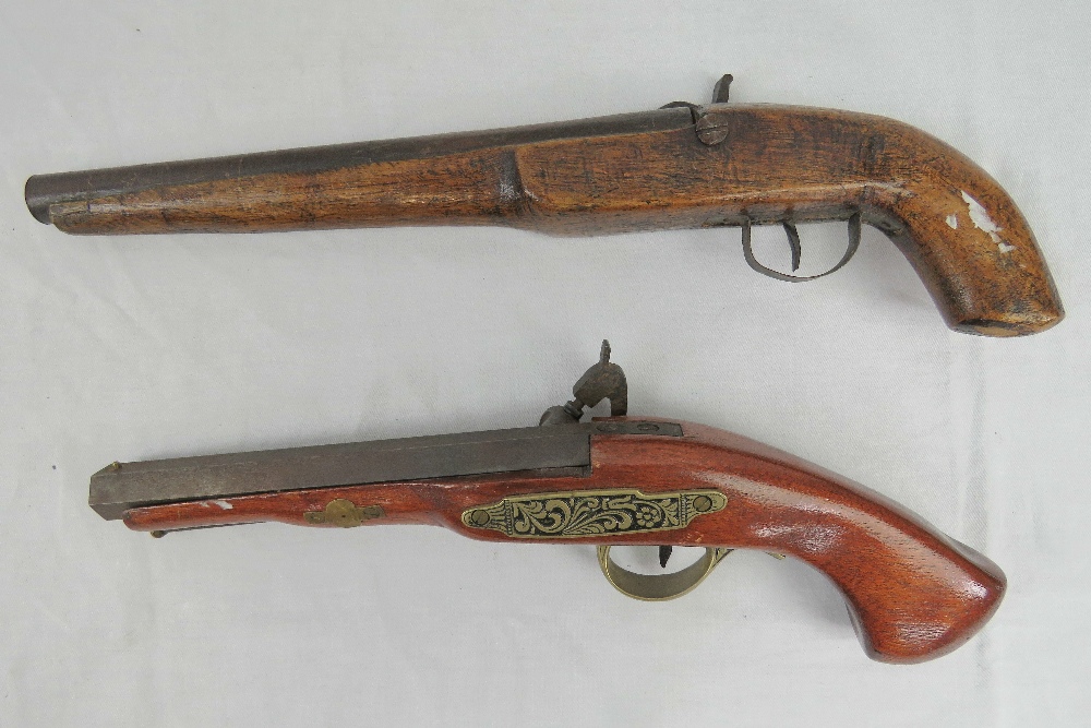 A pair of decorative hammer lock percussion cap and ball pistols. - Image 2 of 5