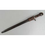 A WWI British Military Remington P14 rifle bayonet dated 1916, in scabbard dated 1915.