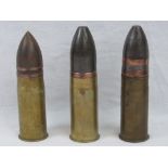 Three inert German Naval 37mm Pom Pom cannon rounds, with unfired high explosive projectiles,