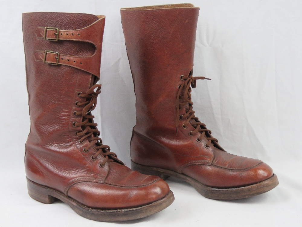 A rare pair of WWII British Military Paratroopers brown leather boots,