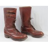 A rare pair of WWII British Military Paratroopers brown leather boots,