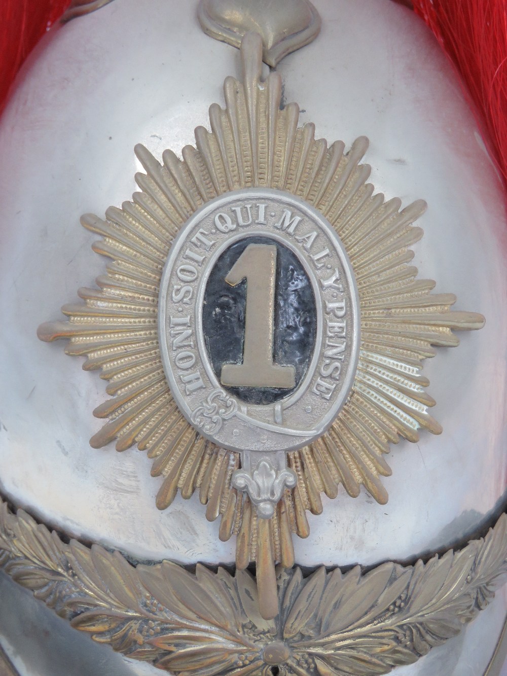 A Victorian Royal Dragoon Guards helmet bearing the number 1 to the shako plate, - Image 2 of 5