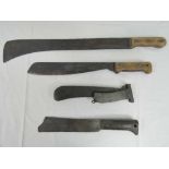 Four British Military issue Jungle Machete's including a rare folding Pioneers Machete dated 1945.