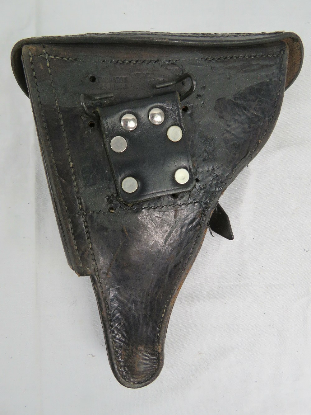 A WWII German Military Officers black leather holster for the Luger P08 pistol, - Image 2 of 4