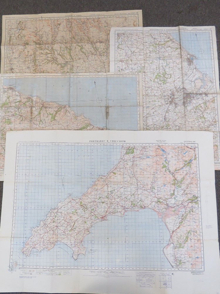 Four 1940 Revision War Office maps; Portmadoc & Criccieth sheet 49 published 1932,