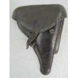 A WWII German Military Officers black leather holster for the Luger P08 pistol,