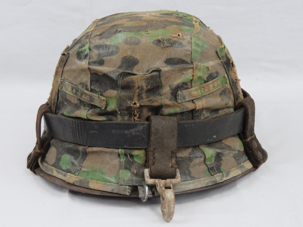 A WWII German M35 Infantry helmet with Dot camo cover, - Image 3 of 5