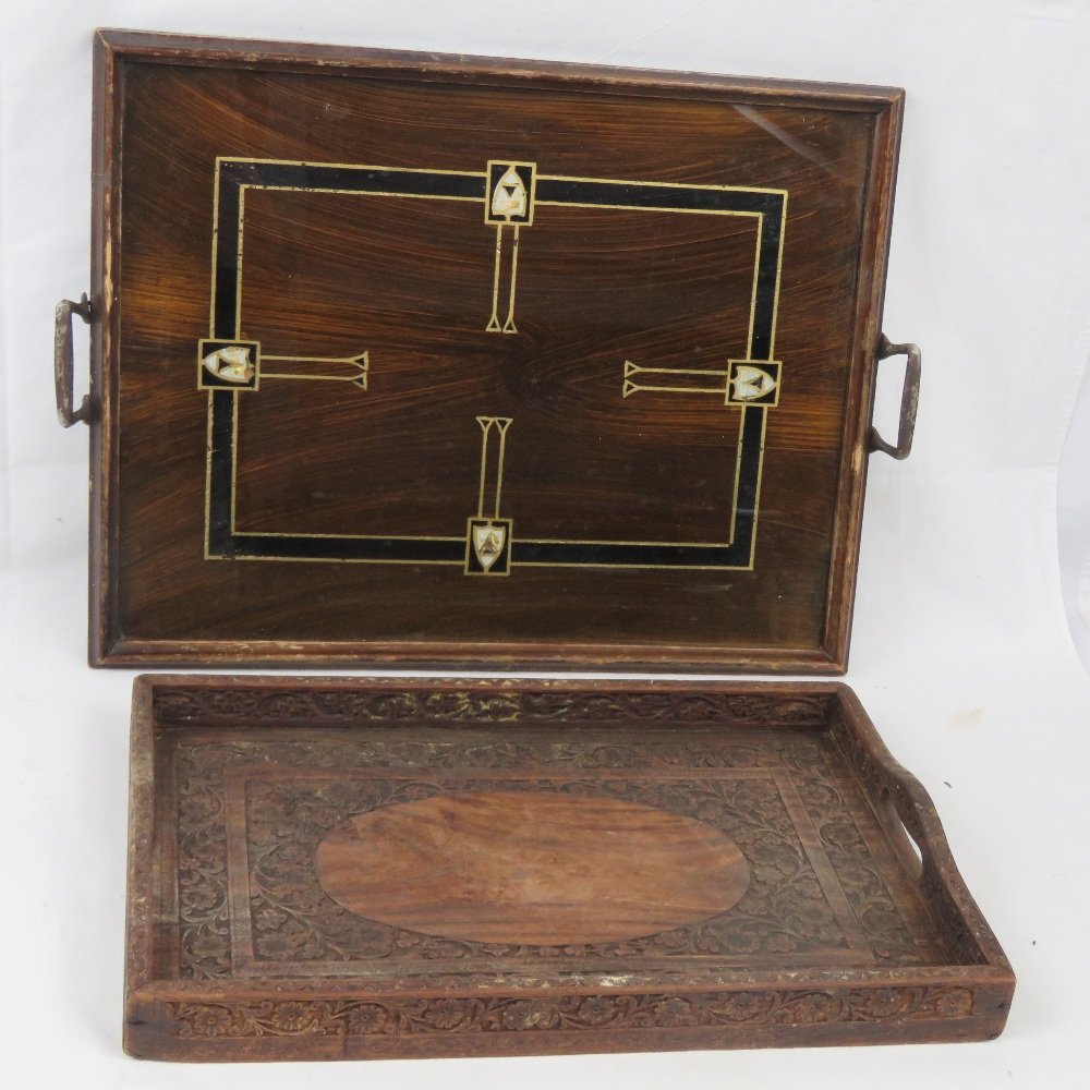 A good mahogany framed Butlers tray havi