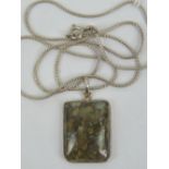 A silver and agate rectangular pendant m