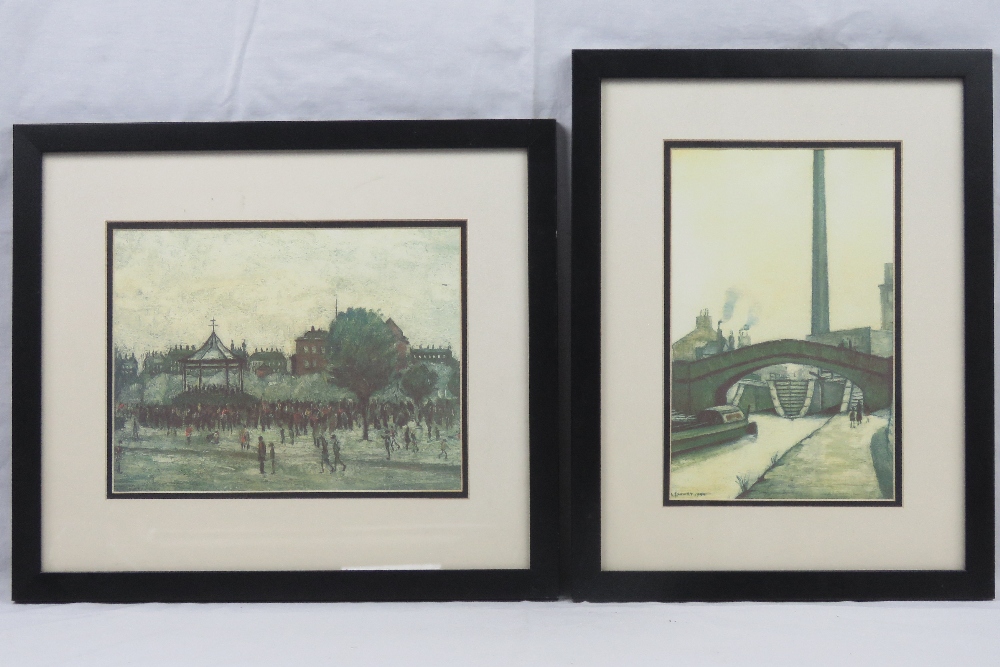 L.S. Lowry prints; four coloured prints