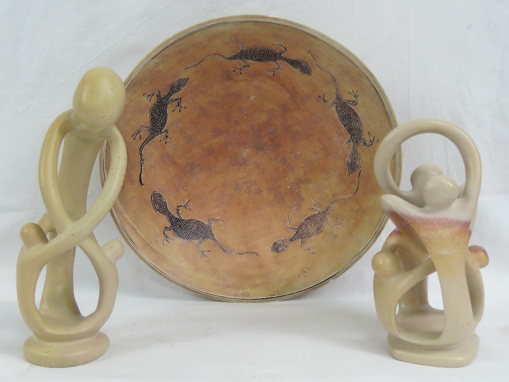 A North African soapstone bowl decorated