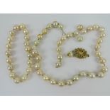 A 9ct gold and pearl necklace,