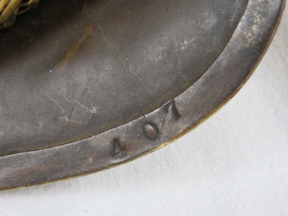 A Dragoon Guards 19th century brass helmet baring the number 1 to the shako plate, - Image 9 of 11