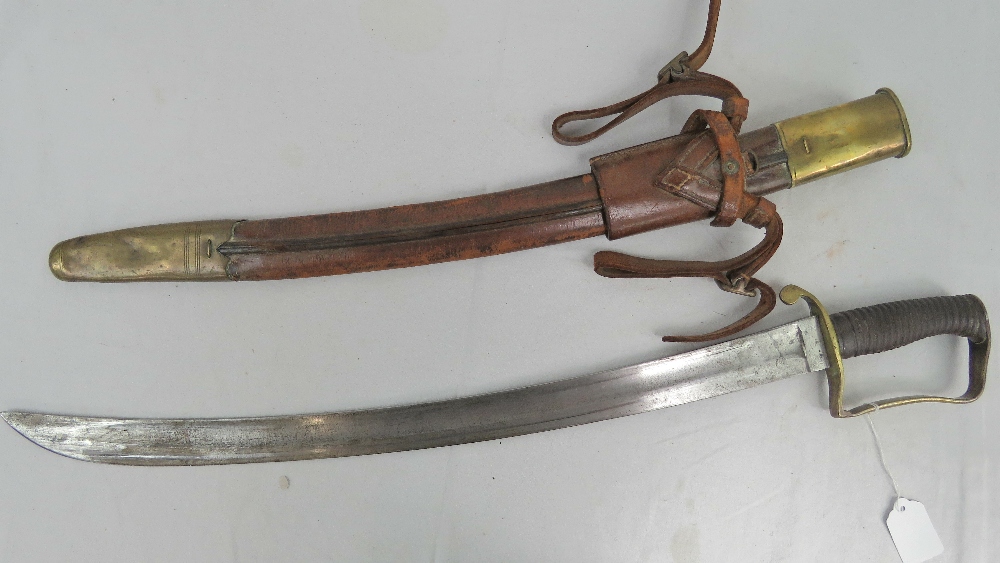 A 19th century British cutlass by Mole having curved fullered blade of 59cm (23") stamped O/A 70cm, - Image 2 of 6