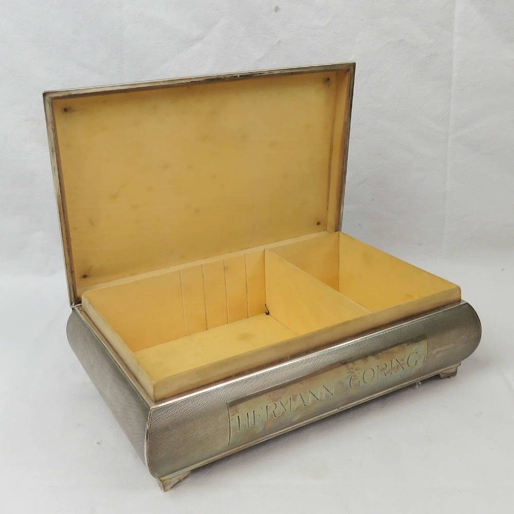 A large and impressive white metal cigar box marked to the front Hermann Goering and dated - Image 5 of 8