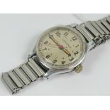 A WWII Longines military aviator style watch having 34mm metal case, signed case back No 22653,