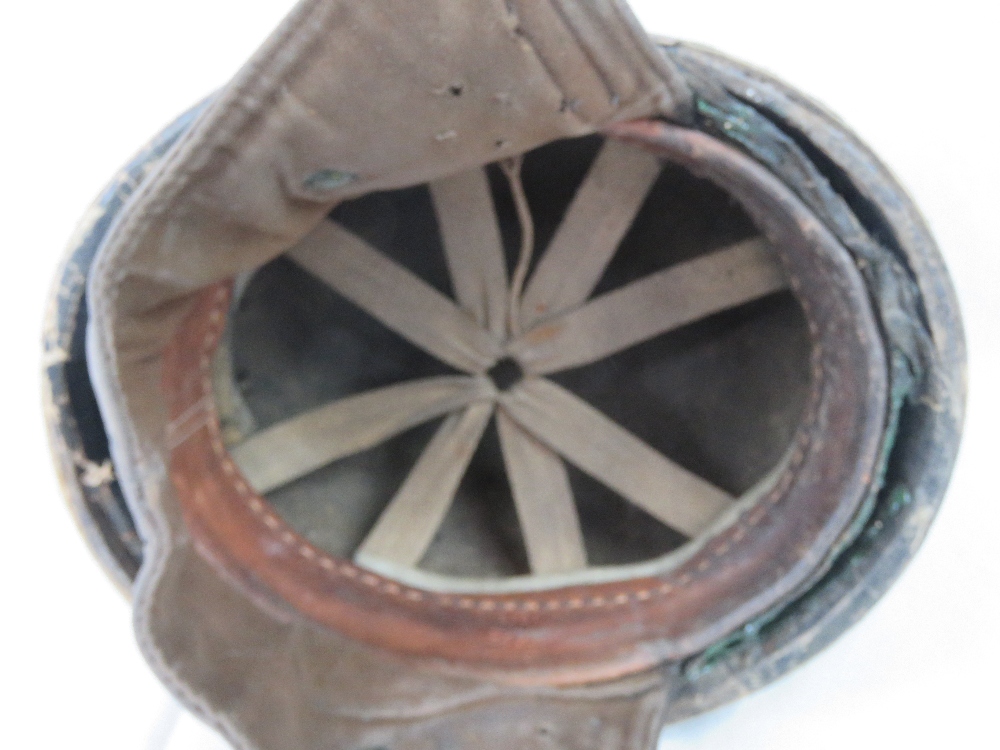 A British Military Motorcyclist Riders black leather helmet, dated 1942 with liner and ear covers, - Image 4 of 4