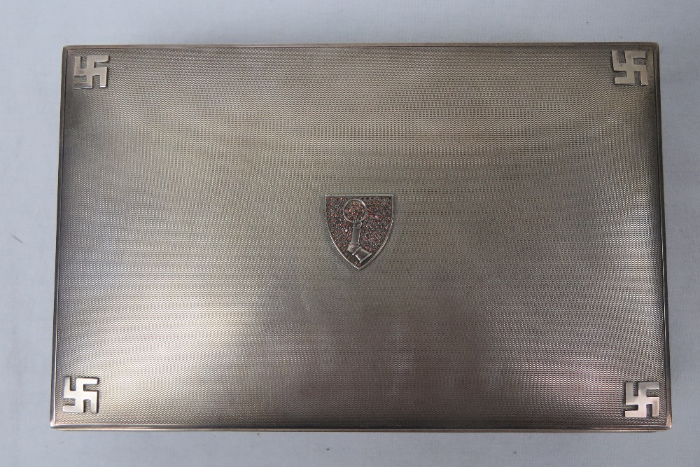 A large and impressive white metal cigar box marked to the front Hermann Goering and dated - Image 2 of 8