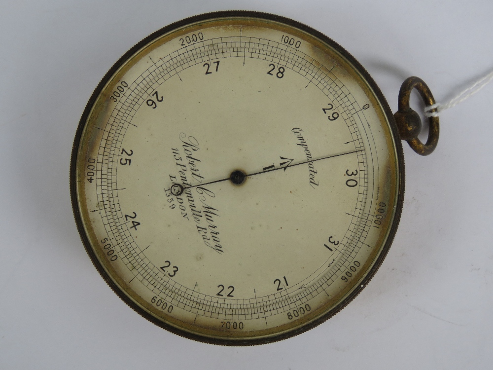 A brass cased Victorian compensated pocket barometer having broad arrow upon, - Image 2 of 2