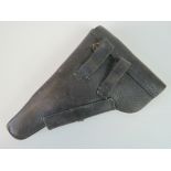 A WWII German Officers Walther P38 black leather pistol holster,